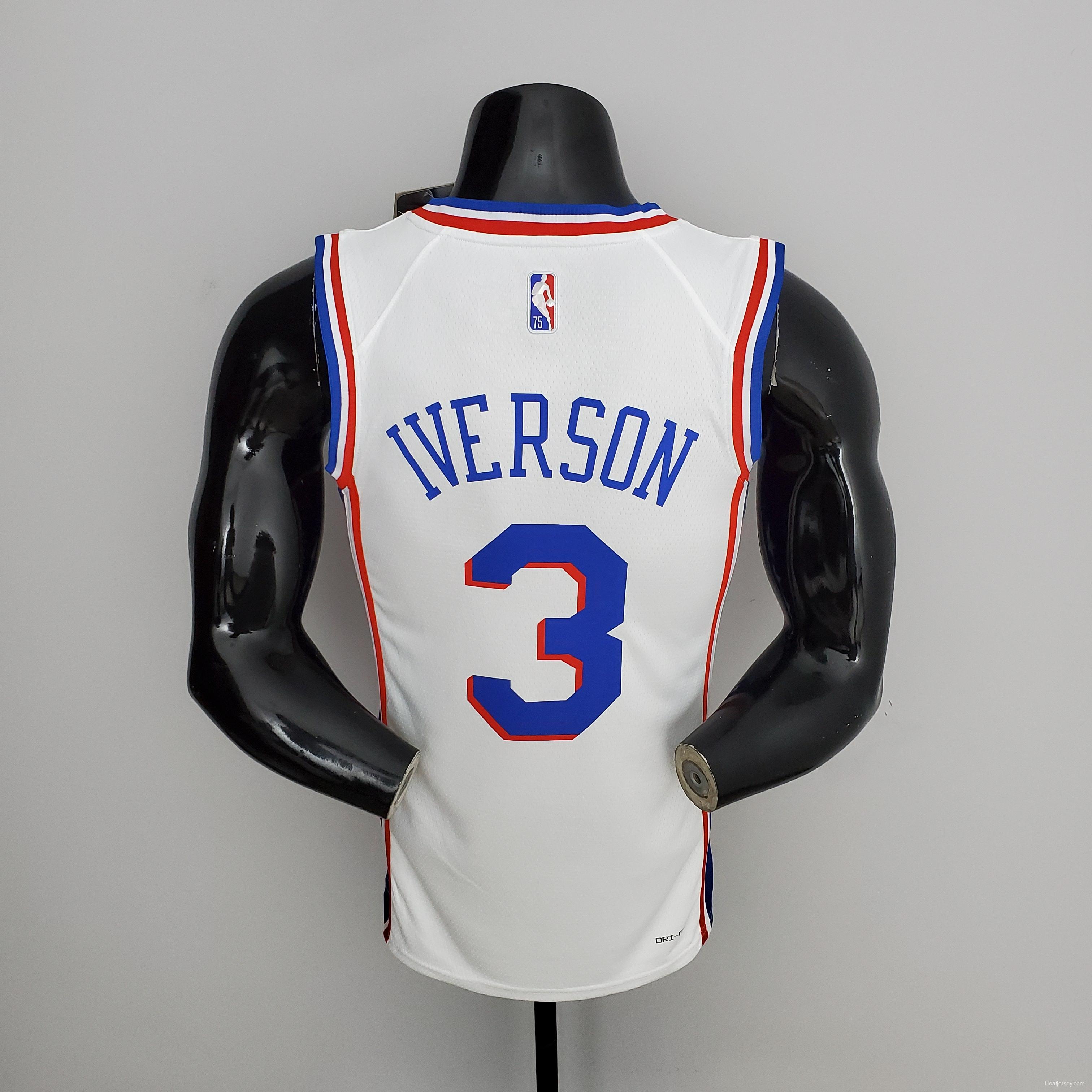 75th Anniversary Philadelphia 76ers IVERSON#3 White NBA Jersey