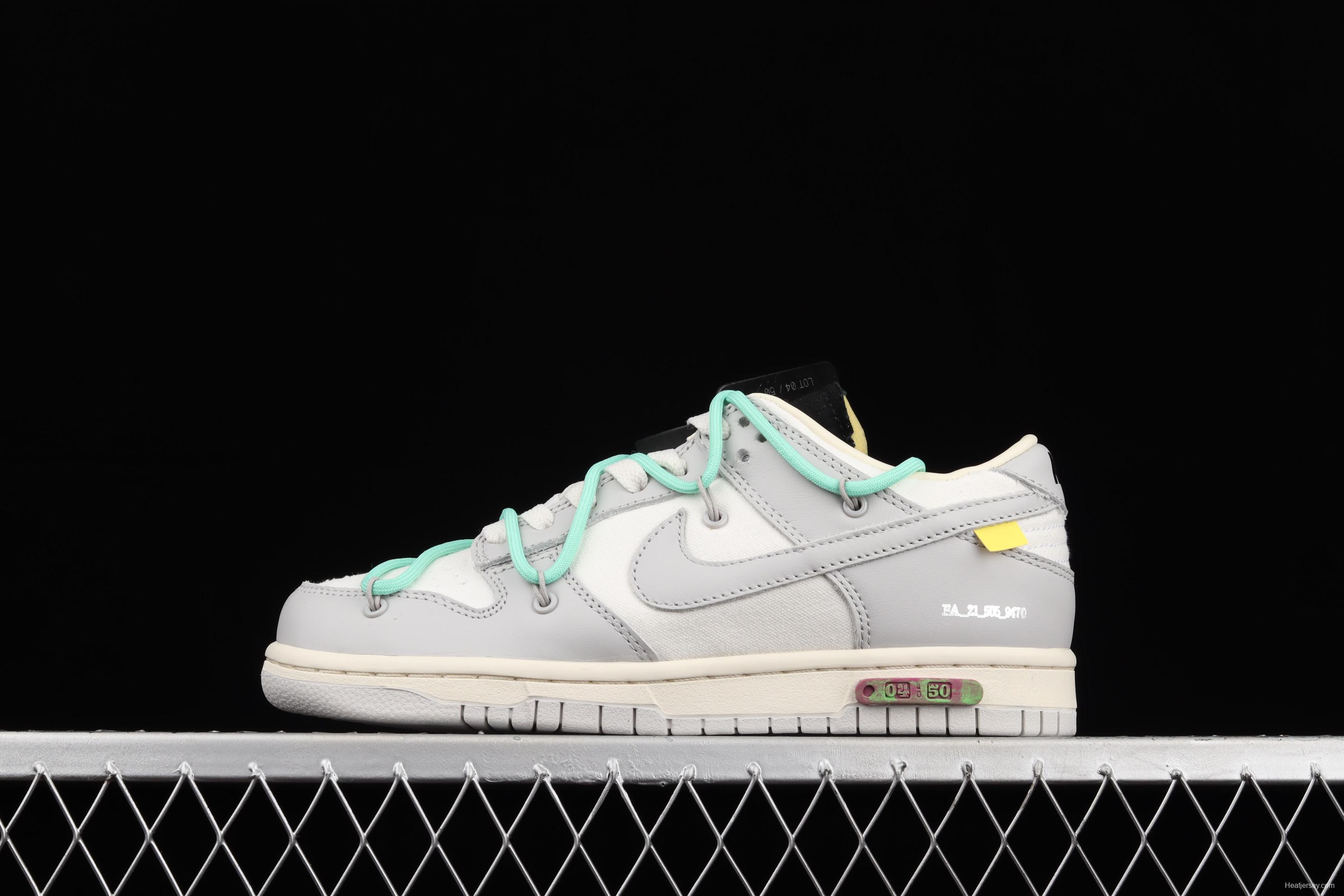 OFF-White x NIKE DUNK Low 04 of 50 OW white gray leisure sports skateboard shoes DM1602-114