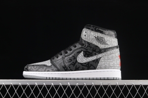 Air Jordan 1 High OG Rebellionaire black gray prohibited to wear Rebel high-top basketball shoes 555088-036