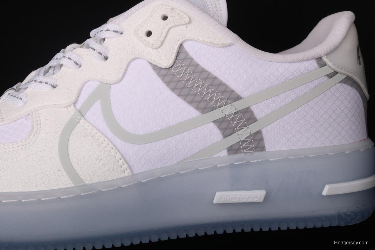 NIKE Air Force 1 React QS Light Bone Analysis of Ice Blue low Upper Board shoes CQ8879-100