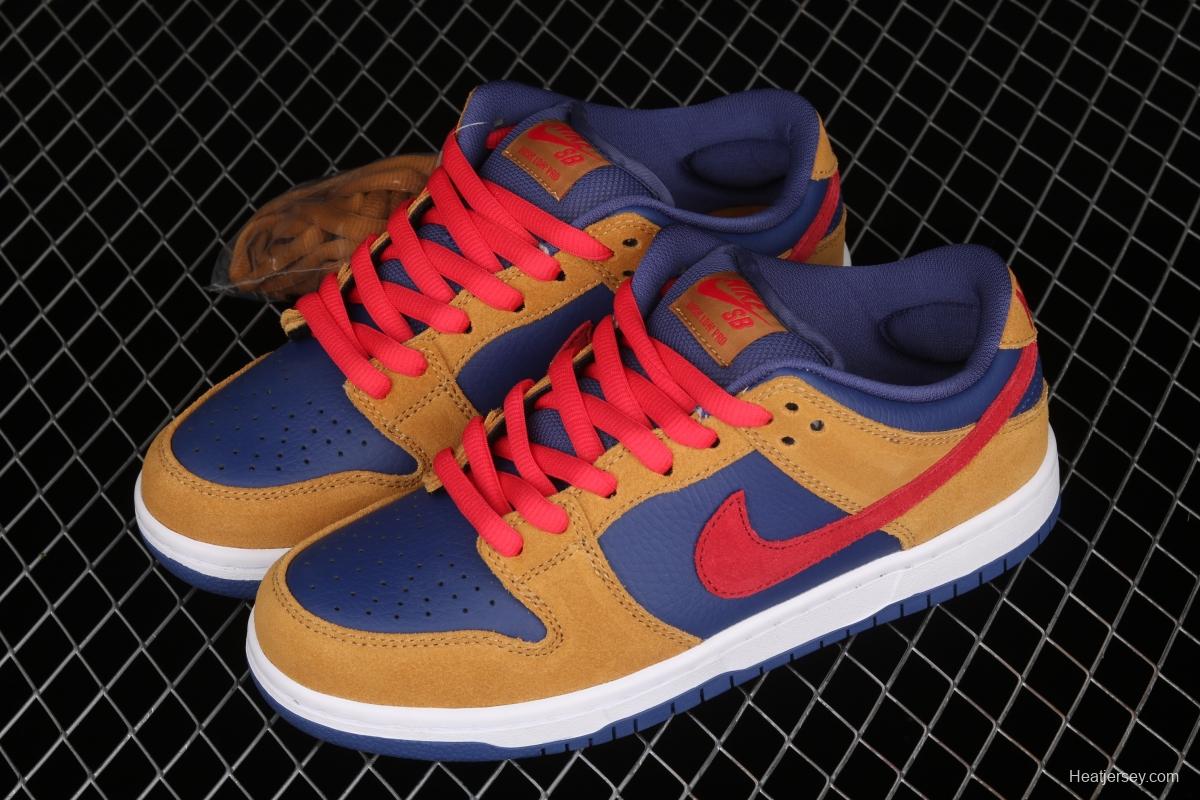 NIKE SB DUNK Low SB shredded backboard dark brown white and yellow color matching fashion leisure board shoes BQ6817-700