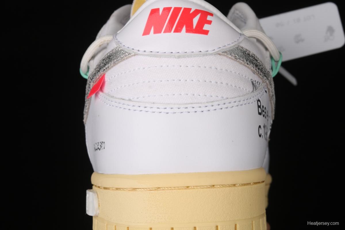 OFF-White x NIKE DUNK Low 04 of 50 OW white gray leisure sports skateboard shoes DM1602-127,