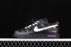 OFF-White x NIKE DUNK Low 04 of 50 OW all black casual sports skateboard shoes DM1602-001