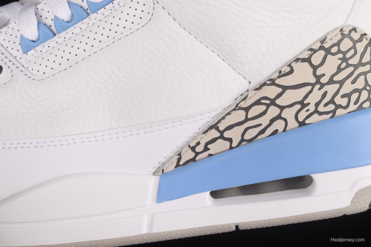 Air Jordan 3 UNC AJ3 Joe 3 North Carolina blue white burst blue crack in the basketball shoes CT8532-104