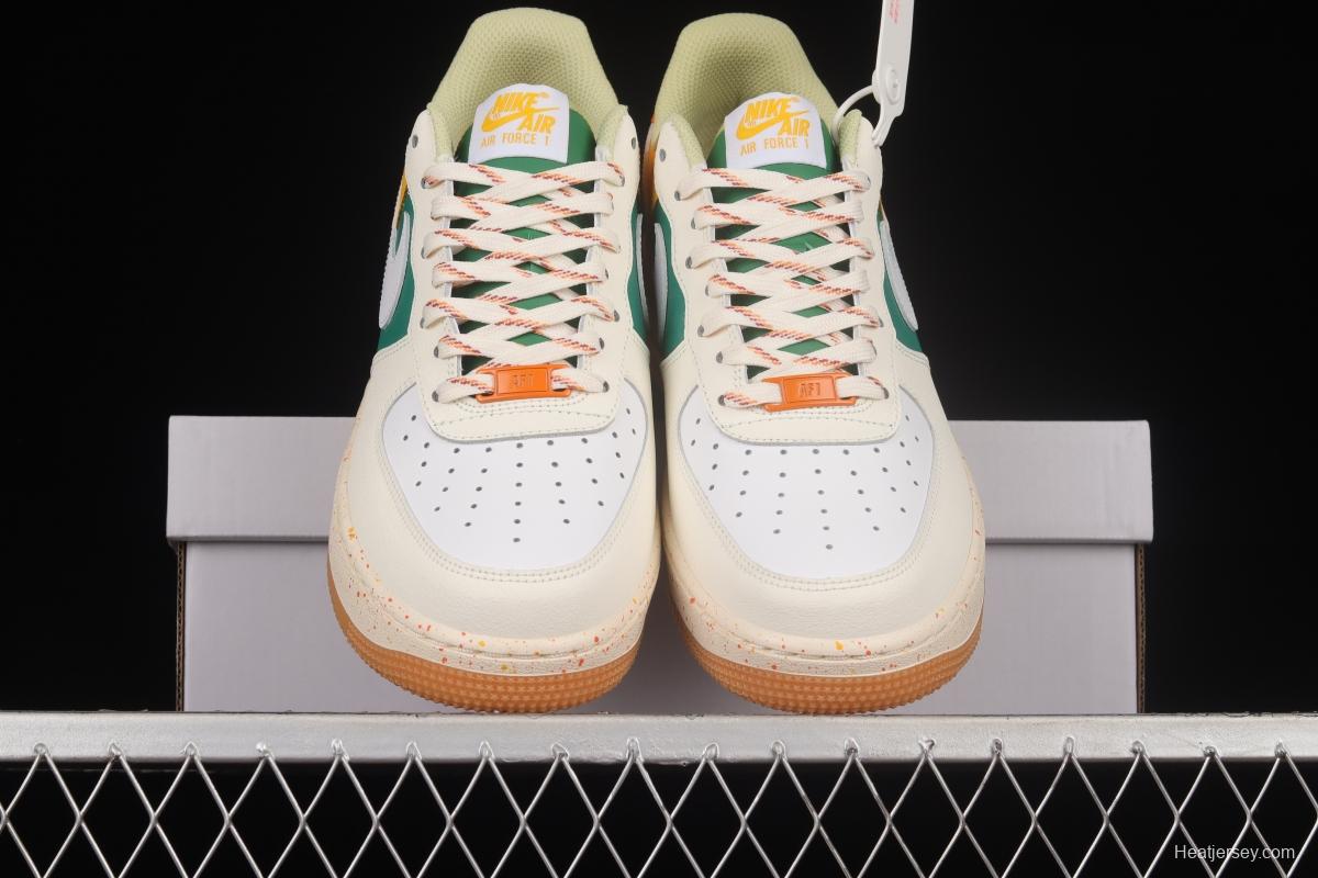 NIKE Air Force 1'07 Lx white, yellow and green color matching low-top sneakers DQ5085-111