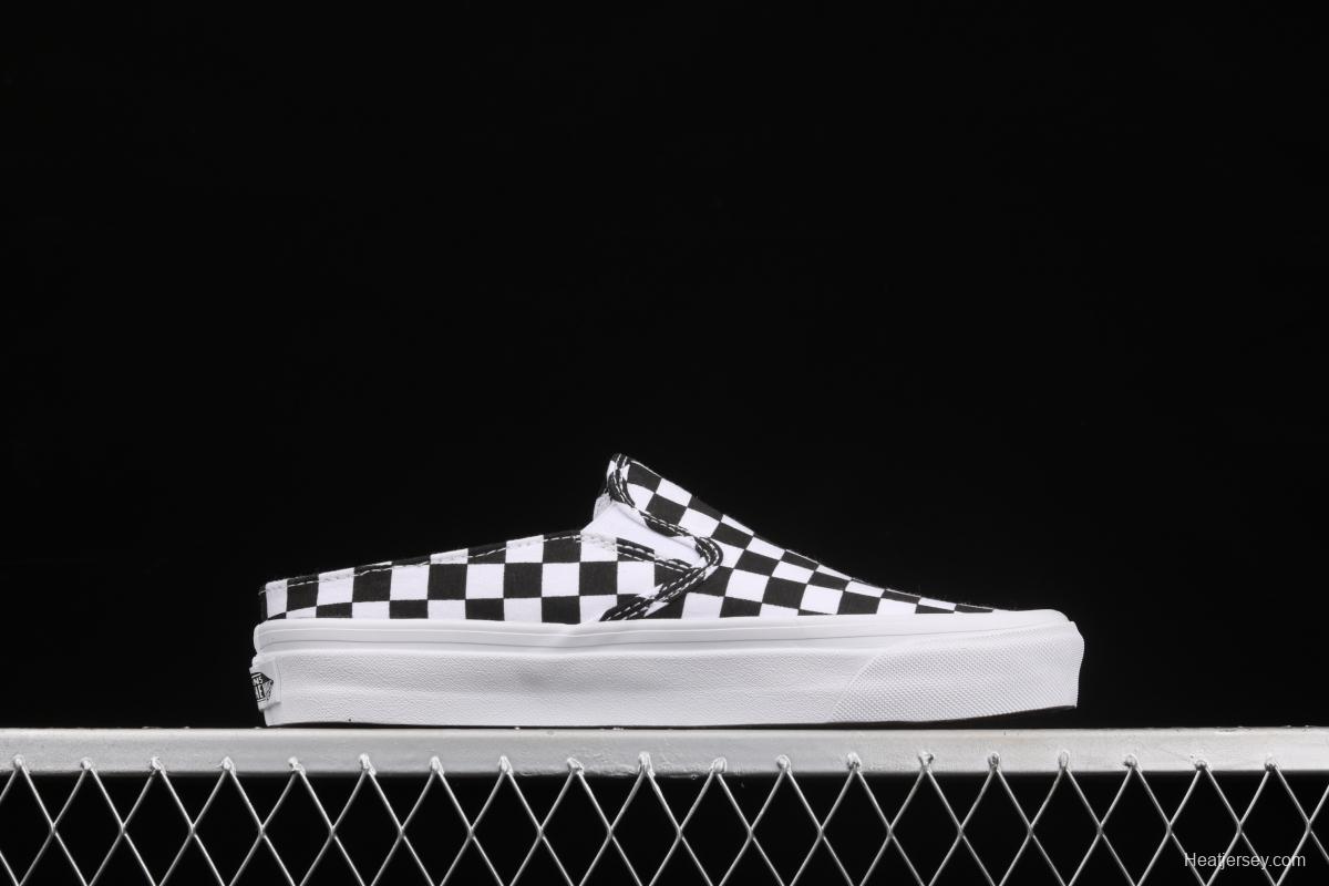 Vans Authentic 2021 summer new Anaheim black and white checkerboard VN0A54F75GULoafers Shoes slacker semi-dragged canvas board shoes