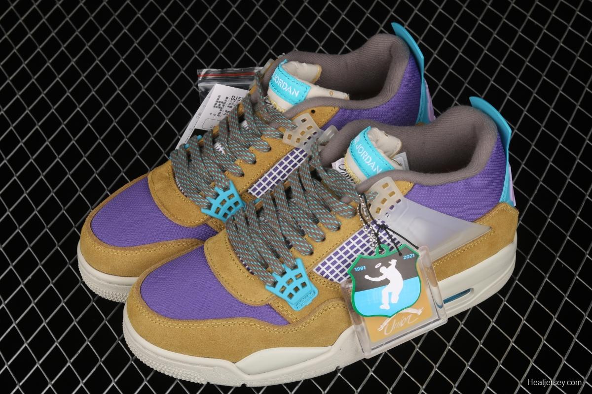 Union LA x Nike Air Jordan 4 Retro Desert Moss turquoise purple sports culture basketball shoes DJ5718-300