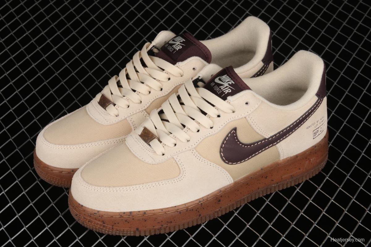 Air Force 1x07 light brown coffee low-top casual board shoes DD5227-234