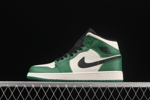 Air Jordan 1 Mid Pine Green refreshing green toe Zhongbang basketball shoes 852542-301