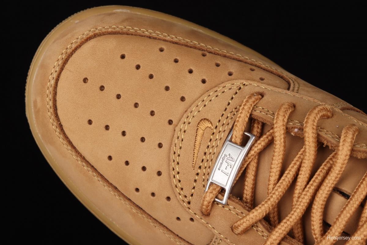 Supreme x NIKE Air Force 1 Low AF1 co-branded wheat suede low-top casual board shoes DN1555-200