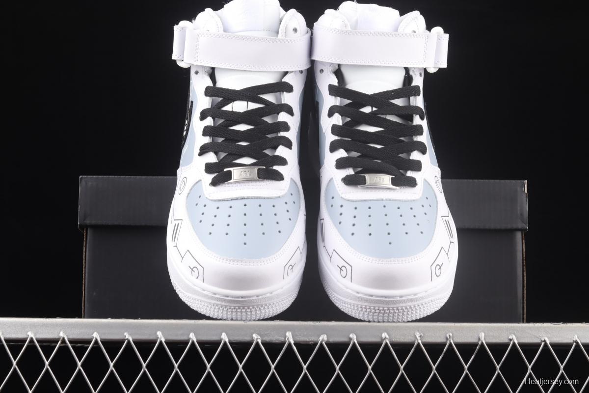 NIKE Air Force 11607 Mid PS5 video game theme black and white gray glossy shoes body upper casual board shoes CW2288-115