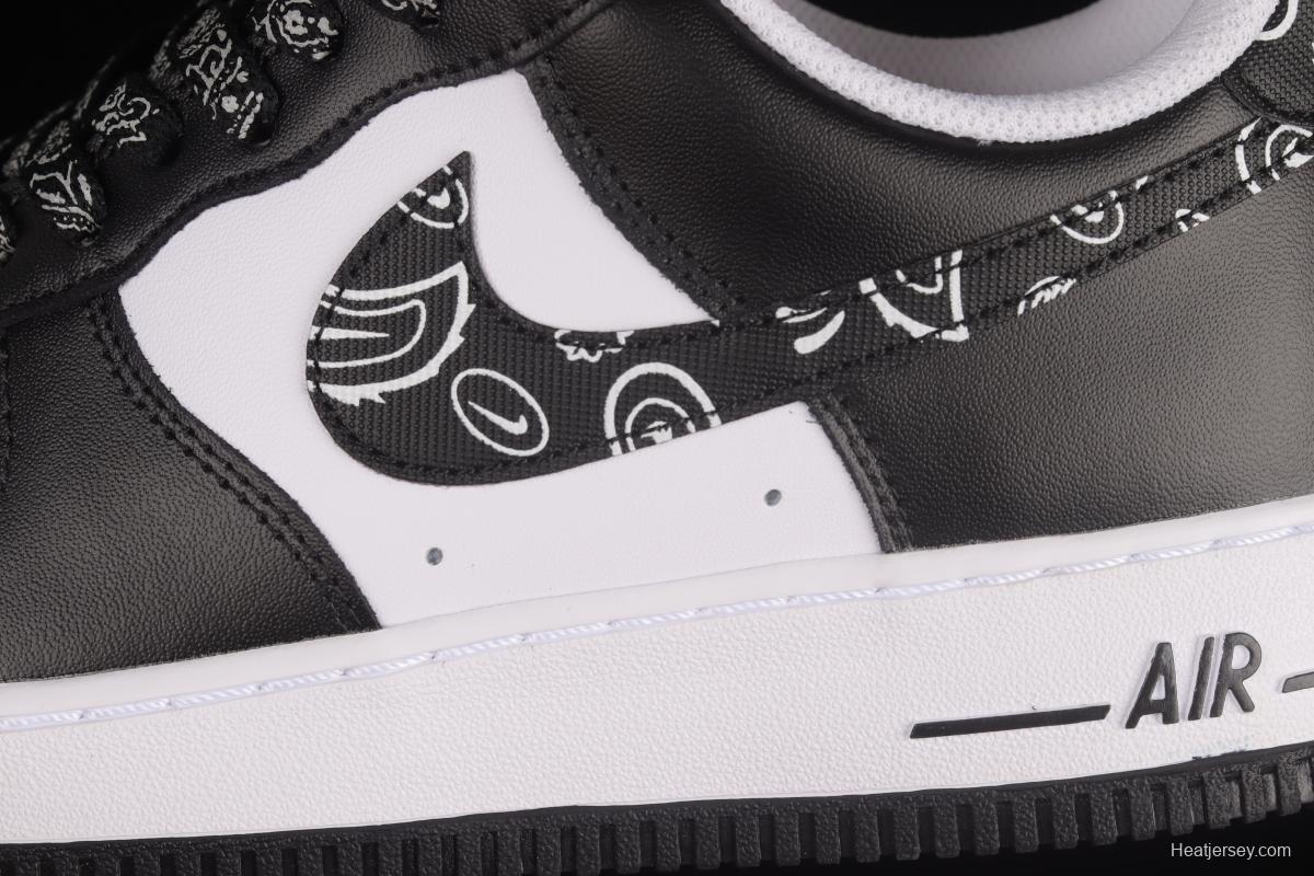 NIKE Air Force 1'07 Low Black and White Cashew Flower Low Casual Sneakers XM6389-316