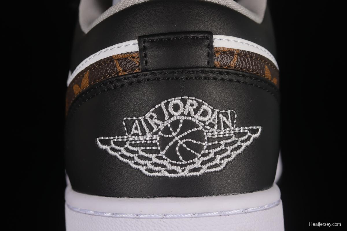 LV x Air Jordan 1 custom low-top retro culture basketball shoes 553558-039