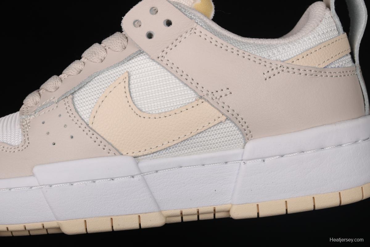 NIKE DUNK Low Disrupt White/Sand/Ghost/Sail lightweight dunk destruction series deconstructed wind low side casual skateboard shoes CK6654-103