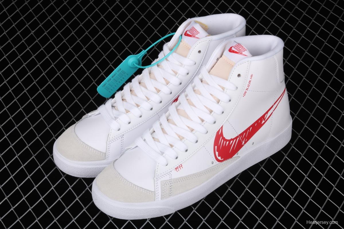 NIKE Blazer Mid'77 Vintage Trail Blazers graffiti hook retro high-top casual board shoes CW7580-100