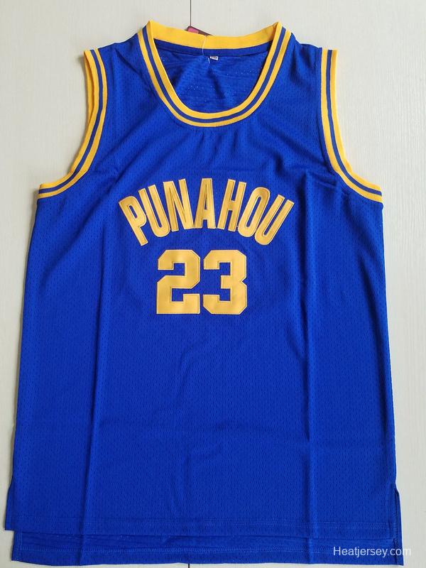 EJ Barack Obama 23 Punahou High Blue Basketbal Jersey