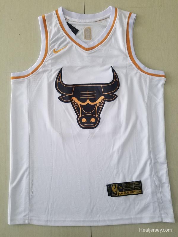 Michael Jordan 23 White Golden Edition Jersey