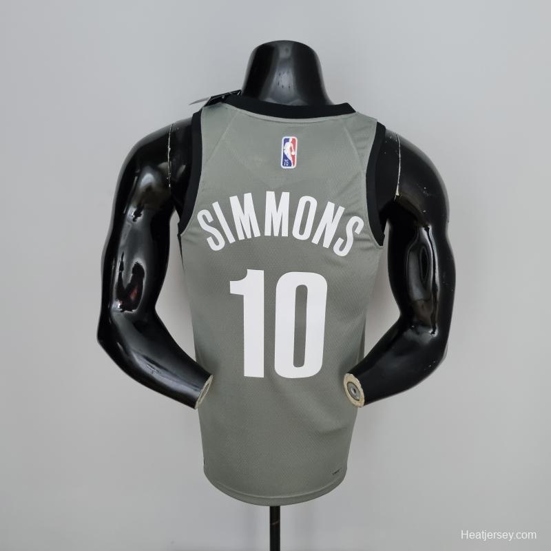 75th Anniversary Simmons #10 Brooklyn Nets City Edition Gray NBA Jersey