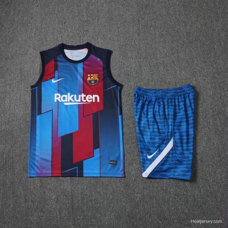 22/23 Barcelona Pre-match Training Jersey Red+Blue Vest