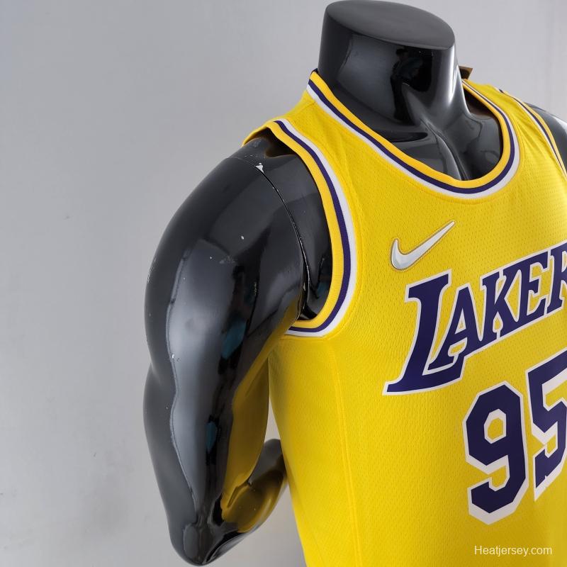 75th Anniversary TOSCANO #95 Los Angeles Lakers Yellow NBA Jersey