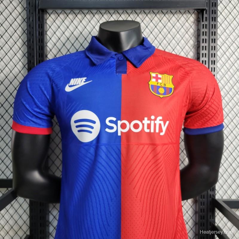 Player Version 23-24 Barcelona Red Blue Classic Jersey