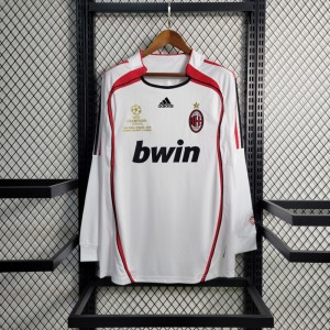 Retro Long Sleeve 2006-07 AC Milan Away White Jersey