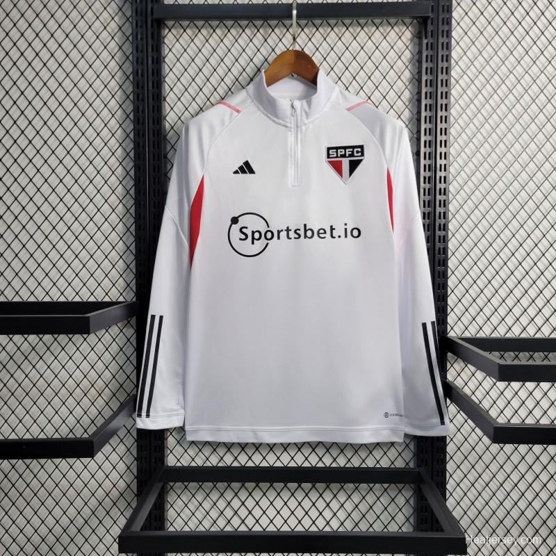 23-24 Sao Paulo White Red Full Zipper Training Jacket