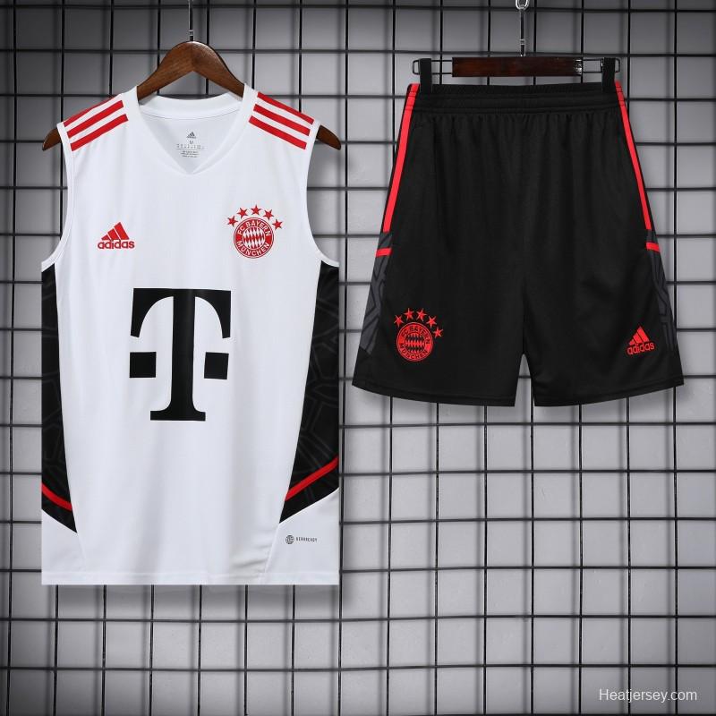 23-24 Bayern Munich White Black Vest Jersey+Shorts