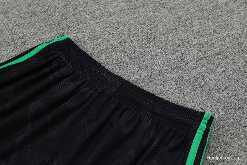 23-24 Real Madrid Black Green Pattern Short Sleeve+Shorts