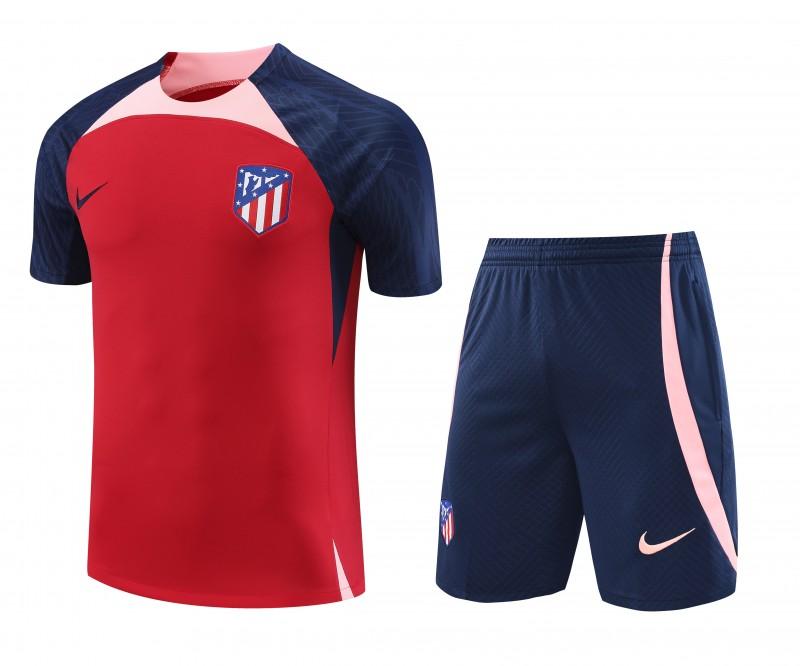 23-24 Atletico Madrid Red Navy Short Sleeve+Shorts