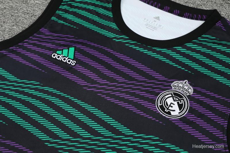 23-24 Real Madrid Stripe Pattern Vest Jersey+Shorts