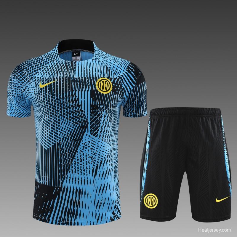 23 24 Inter Milan Black Blue Short Sleeve+Shorts