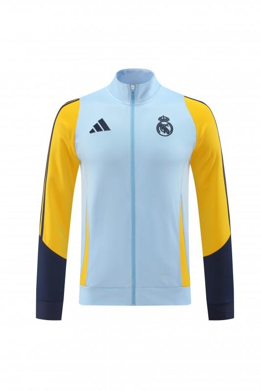 24/25 Real Madrid Light Blue/Yellow Full Zipper Jacket +Long Pants