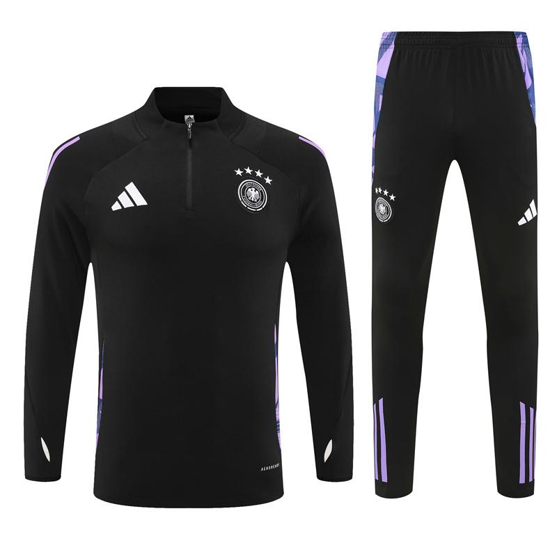 2024 Germany Black Half Zipper Jacket+Long Pants