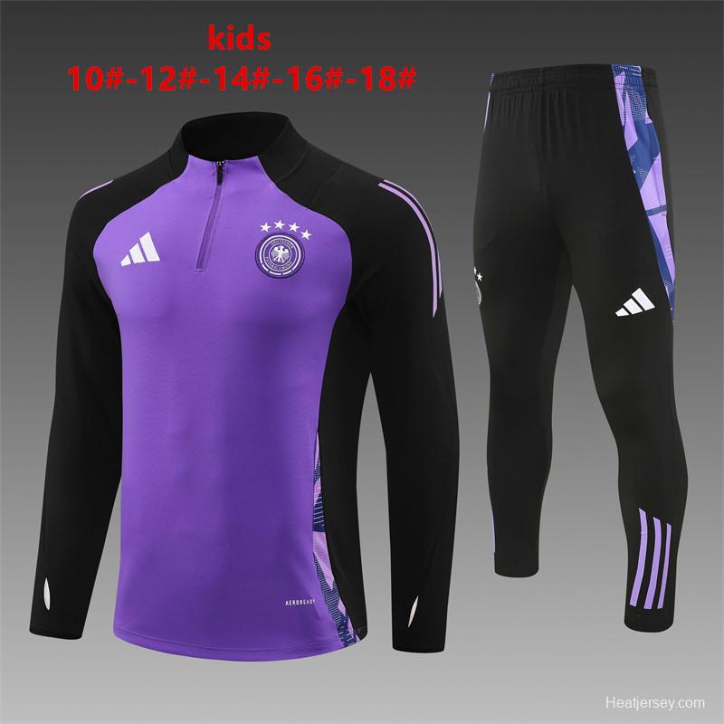 2024 Kids Germany Purple Half Zipper Jacket+Long Pants