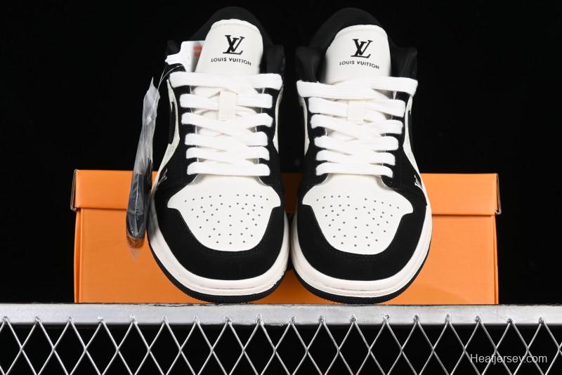 Nike Air Jordan 1 Low LV Collaboration - Black White Panda Custom Culture Casual Sneakers SJ9950-001