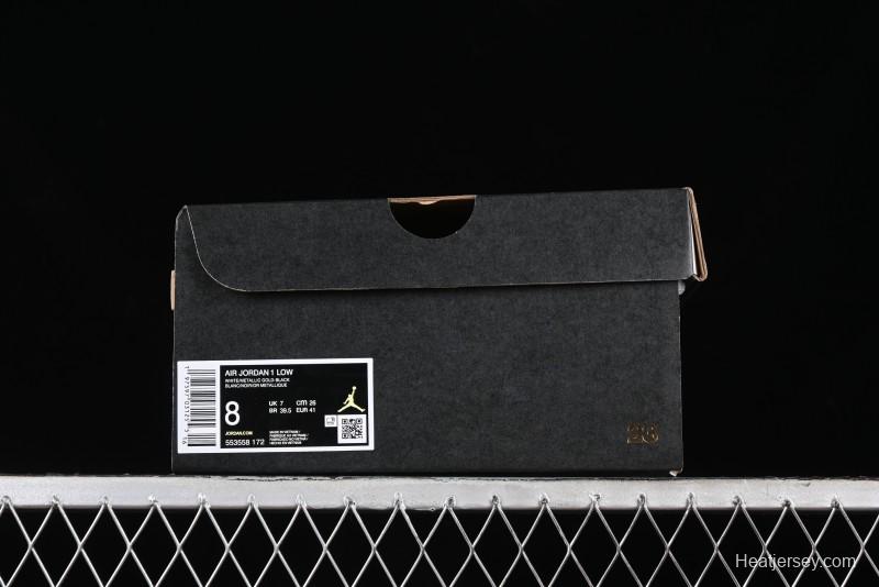Nike Air Jordan 1 Low AJ1 Black White Gold Hook Basketball Shoes - 553558-172