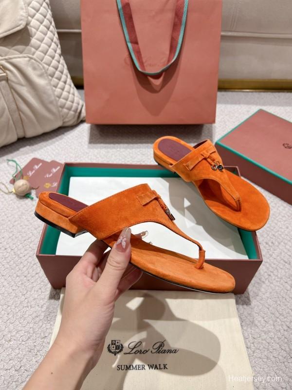 2025 LP Orange Suede Slippers LY00250